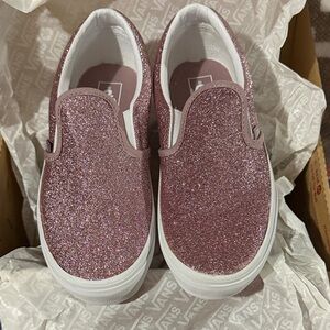 Vans Kids Sparkly Pink Slip-On Sneakers